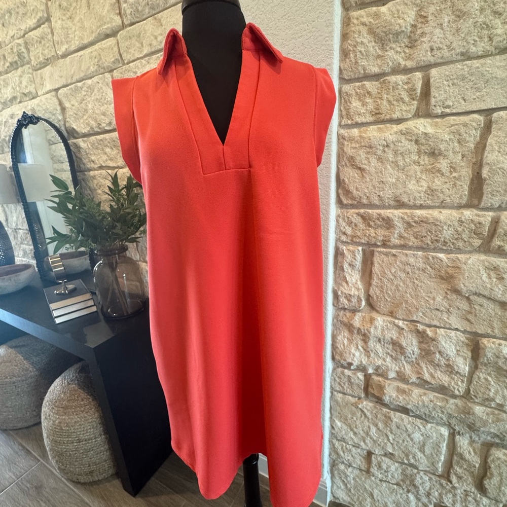 Entro Bold Coral Sleeveless Dress